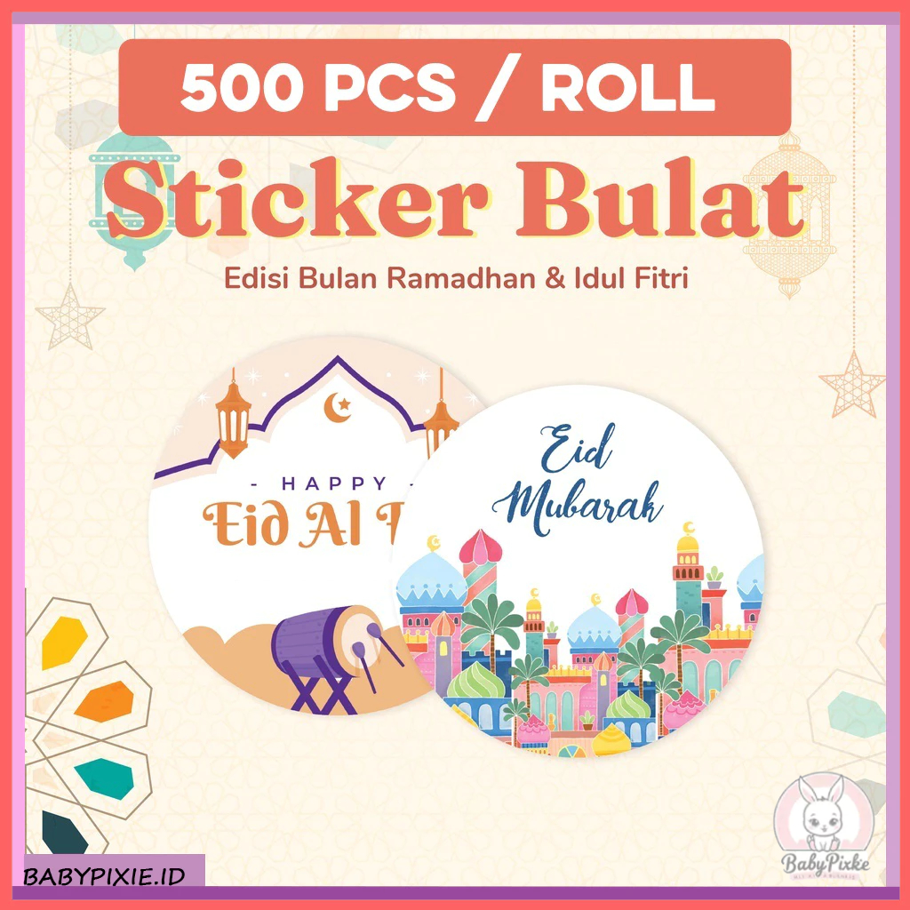 

Stiker Roll 500 Pcs Idul Fitri Ramadan Lebaran Haji Umroh Sticker Rol Label Bulat Kado ST001