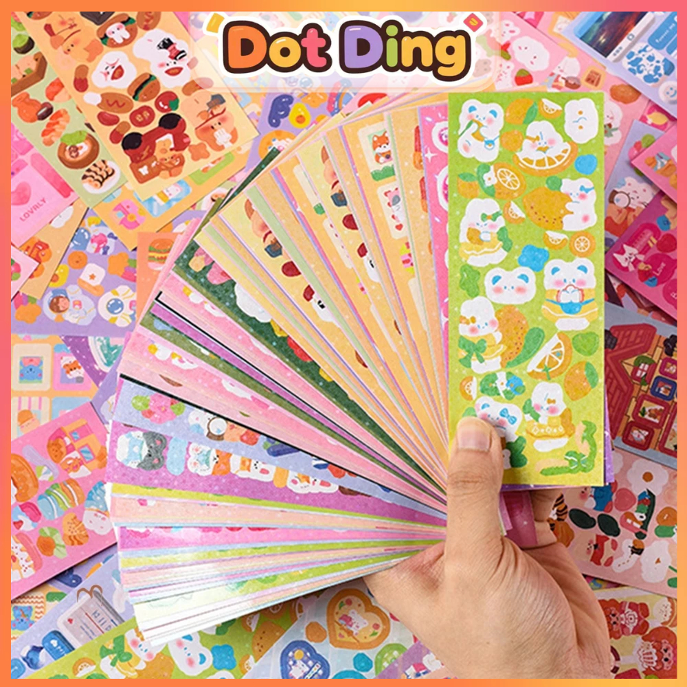 

[DOTDING] ‌Paket Stiker Cute Aesthetic 200/100 Lembar - Material Vinyl Waterproof untuk DIY Scrapbook & Planner Bulanan‌ H300