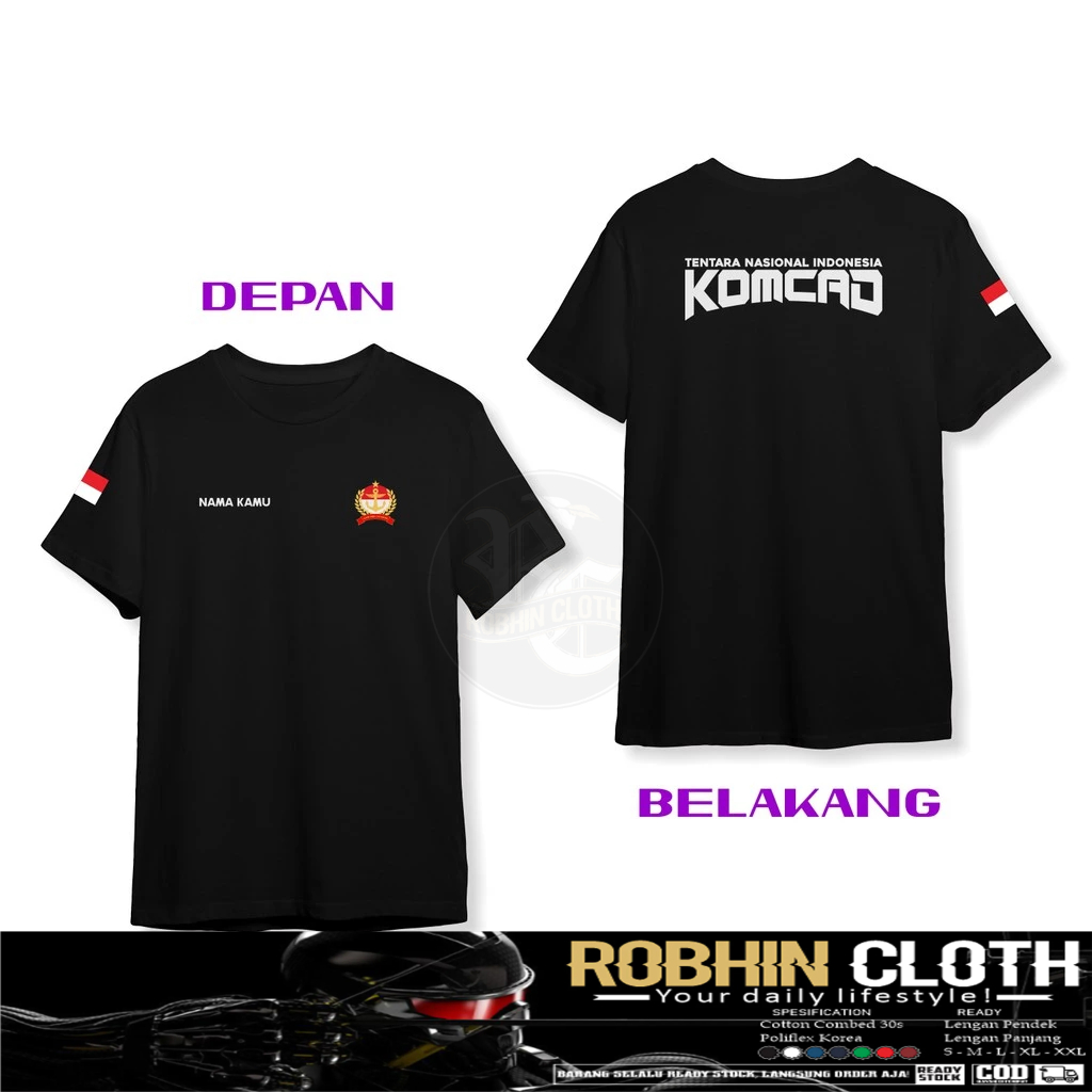 Kaos Baju KOMCAD TNI Komponen Cadangan Tentara Nasional Indonesia Gratis Nama Kamu DB Baju Pemerinta