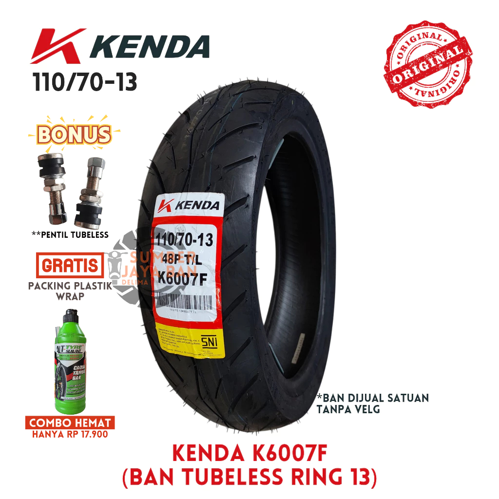 Kenda K6007F 110/70-13 Ring 17 110/70 Tubeles Tubbles