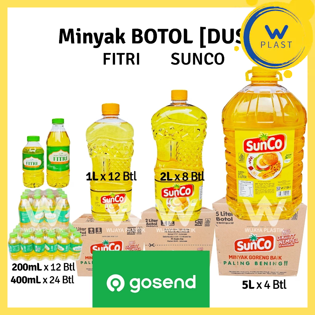 

[1 DUS] [INSTANT] Minyak [SOVIA SUNCO FILMA SANIA FITRI] 200 400 800 1L & 2L --- 4 6 8 12 24 Pack @DUS | 1 2 liter lt L sovia ml sunco filma sania fitri bening goreng kelapa sawit murah wilmar gosend grab same day Dus