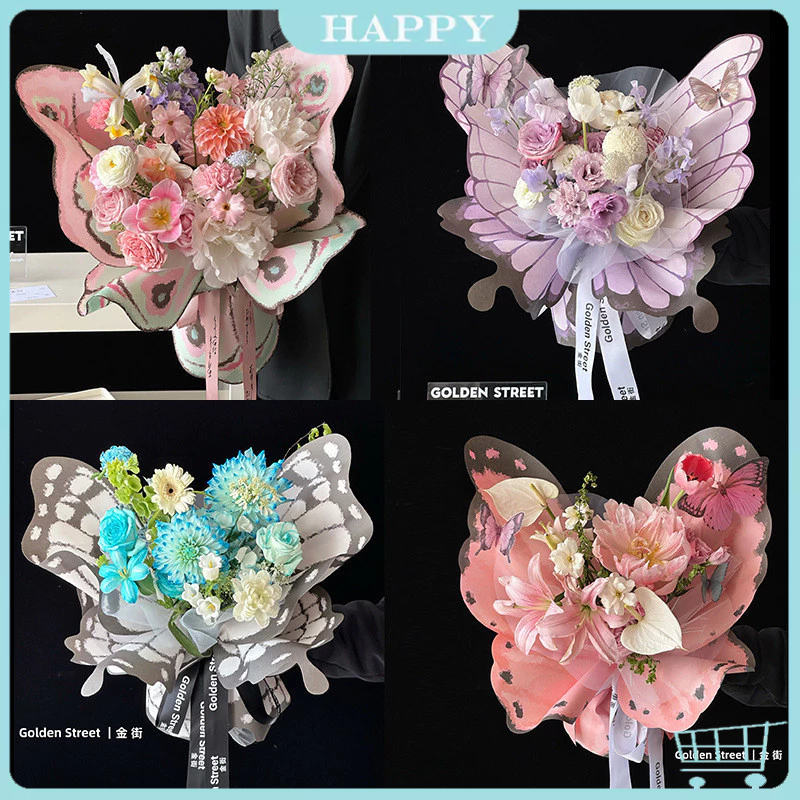 

Ready Berisi 20 BUTTERFLY Flower Wrapping Paper kupukupu Bening Cellophane Kertas Buket Bunga Florist