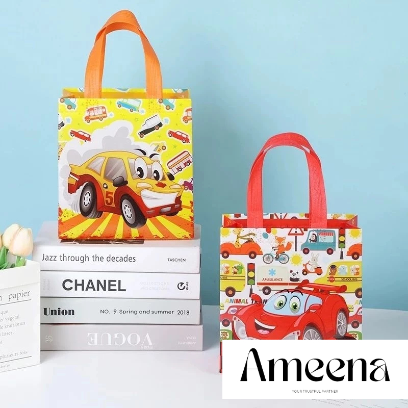 

[Satuan] Paperbag anak non woven motif Hot Wheel Cars/ Tas goodiebag non woven anti air motif Cars