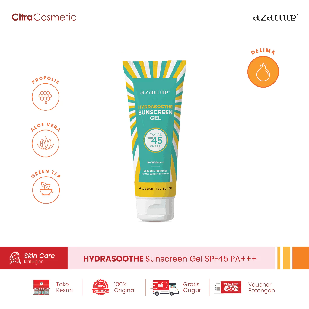 ❤️CitraCosmetic❤️ Azarine Hydrasoothe Sunscreen Gel 30 Ml | 50 Ml | 110 Ml