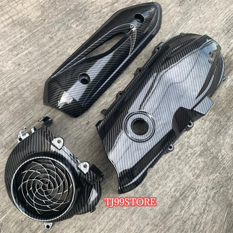 Paket Cover Tutup Cvt Tameng knalpot Kipas Beat Lama Beat Karbu 2008-2012 Karbon Carbon Zoro