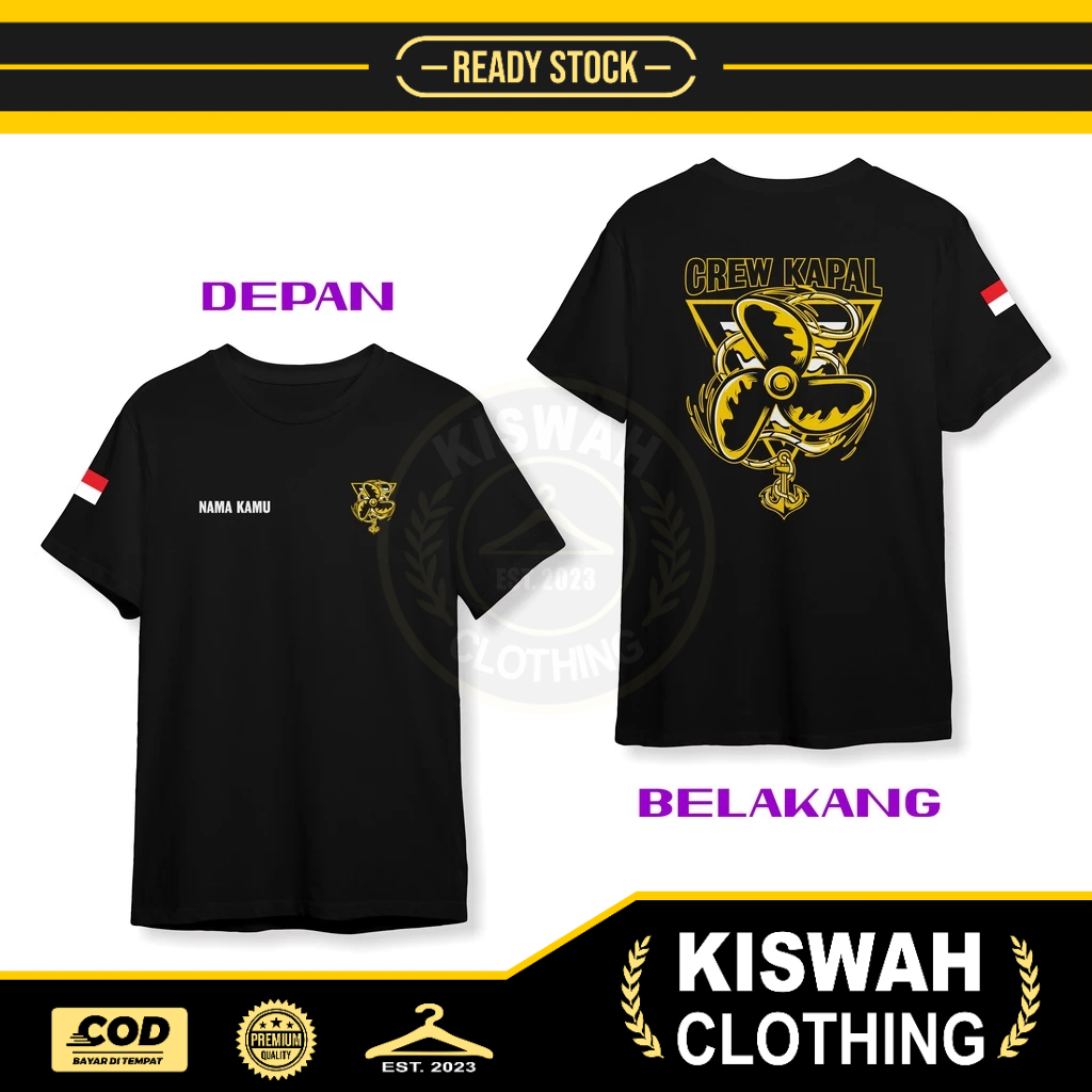 Kaos Tshirt Crew Kapal Baling Baling Kapal Jangkar Pelaut Gratis Nama Kamu DB Baju Distro