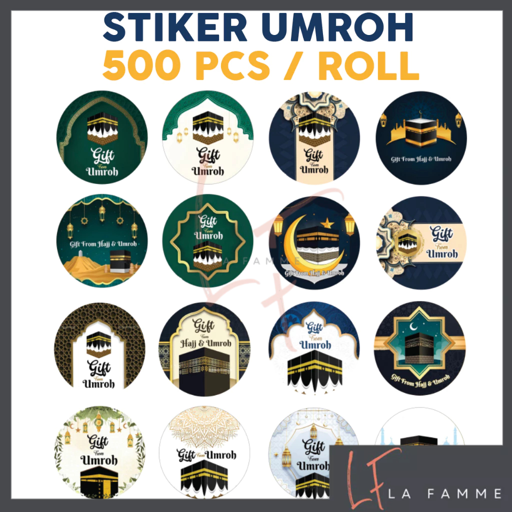 

Sticker Roll Haji Umroh Idul Fitri Ramadhan Lebaran Bulat Lucu 500 pcs 2.5 cm Label Tempel - ST001