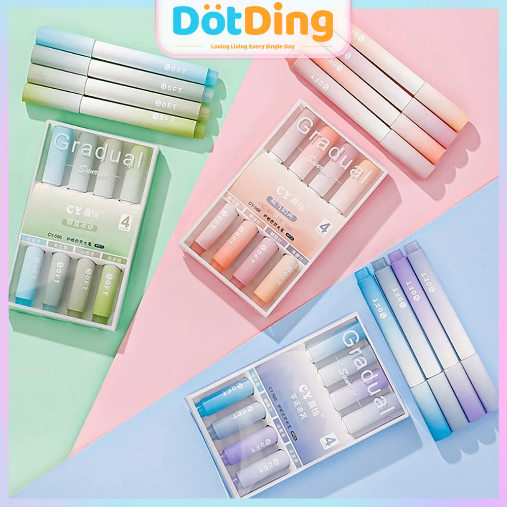 

[DOTDING] Set Stabilo Highlighter Pastel Terang 4 Warna - Tinta Anti Luntur & Ujung Chisel 2/5mm untuk Catatan Estetik/4 Pcs/Set Color Highlighter Pen Kawai Multifunctional Graffiti Painting Marker Pen Students Stationery H277