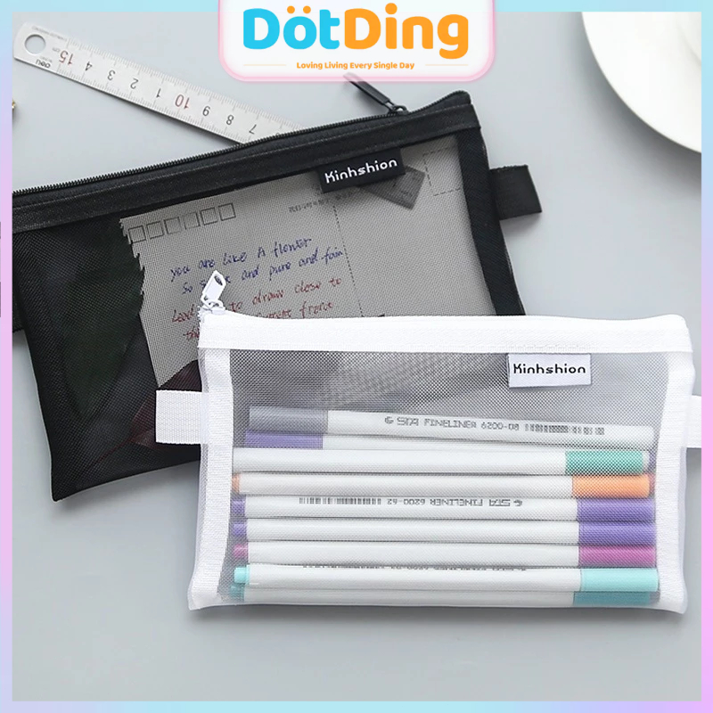 

[DOTDING] Tempat Pensil Jaring Transparan Aesthetic - Kotak Pensil Debu dengan Desain Ringan untuk Siswa Kerja/Transparent Aesthetic Pencil Case with Mesh Lightweight Dustproof Pencil Box for Students Q037
