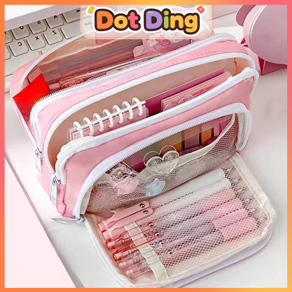 

[DOTDING] ‌‌Tempat Pensil 3 Lapis Kapasitas Besar Jendela Transparan Tas Sekolah Jepang Estetik Kotak Pensil Minimalis Gaya Instagram Alat Tulis Kantor