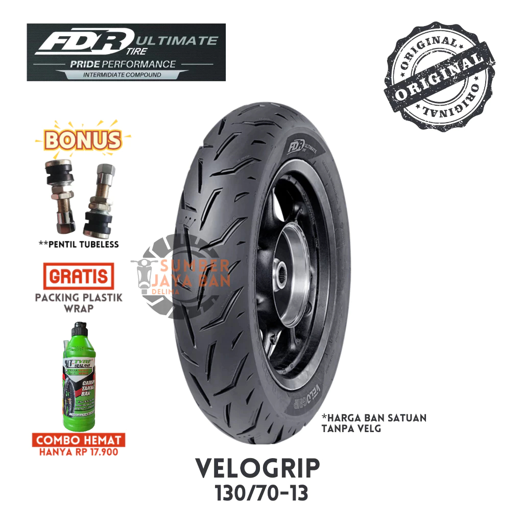 FDR Velogrip 130/70-13 Ring 13 130/70 Tubeles Tubless Ban Motor Nmax