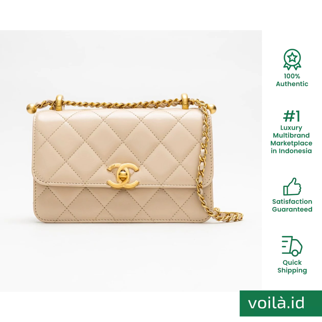 Chanel C24 Mini Flap Bag with Adjustable Strap Light Beige Ghw