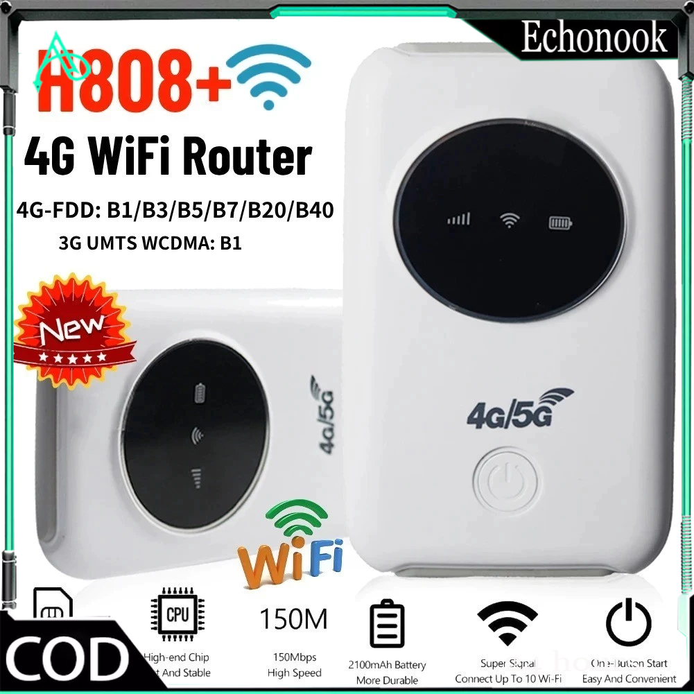 H808s 4G 5G Modem Router Unlocked Hotspot WiFi Portabel Mendukung Semua Operator SIM Kartu Jaringan