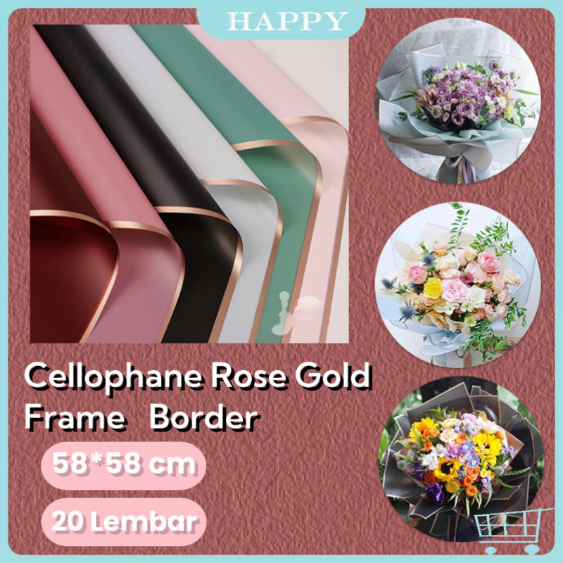 

【20 Lembar】Flower Wrapping Paper Varian List Gold Emas Kertas Buket Bunga Cellophane Florist Goldline/Flower Wrapping Buket Bunga Kertas