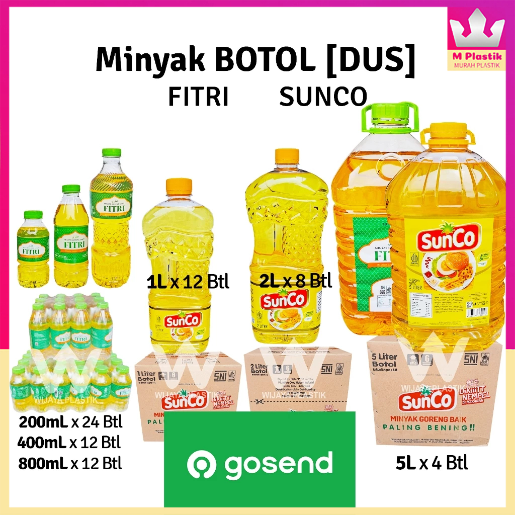 

[1 DUS] [INSTANT] Minyak [SOVIA SUNCO FILMA SANIA FITRI] 200 400 800 1L & 2L --- 4 6 8 12 24 Pack @DUS | 1 2 liter lt L sovia ml sunco filma sania fitri botol bening goreng kelapa sawit murah wilmar gosend grab same day Dus