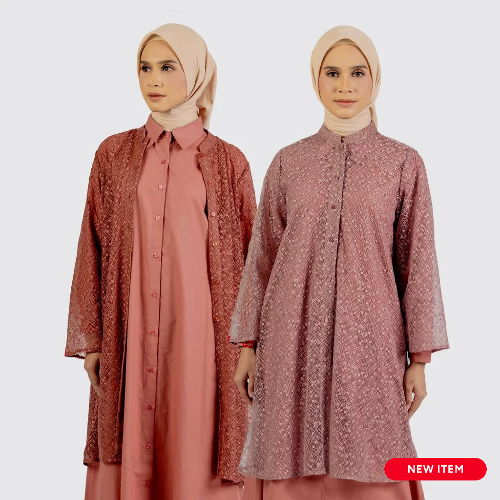 Dauky Long Cardigan Outer Wear L Tunic Basic Lace Bordir Raya Collection