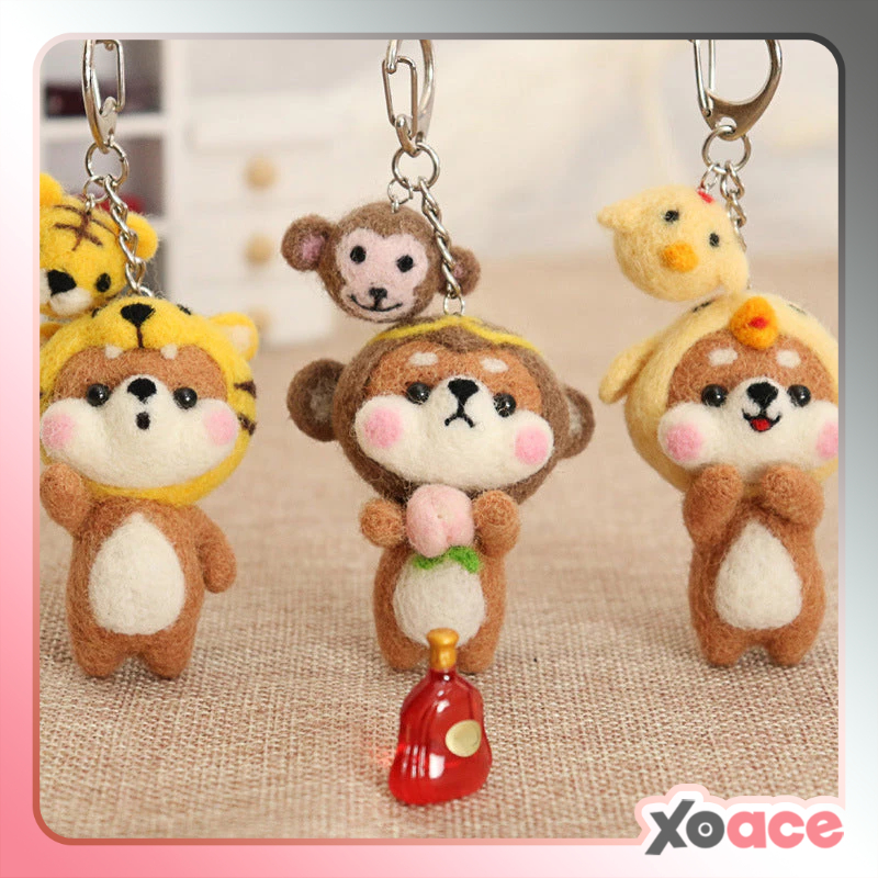 Needle Felt Doll DIY Wool Felting Craft Kit Kerajinan Tangan Boneka Binatang Zodiak Shio Keychain