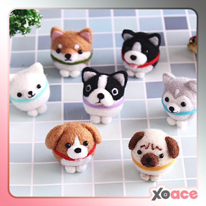 Needle Felt Doll DIY Wool Felting Craft Kit Animal Poke Kerajinan Tangan Boneka Anjing Dog
