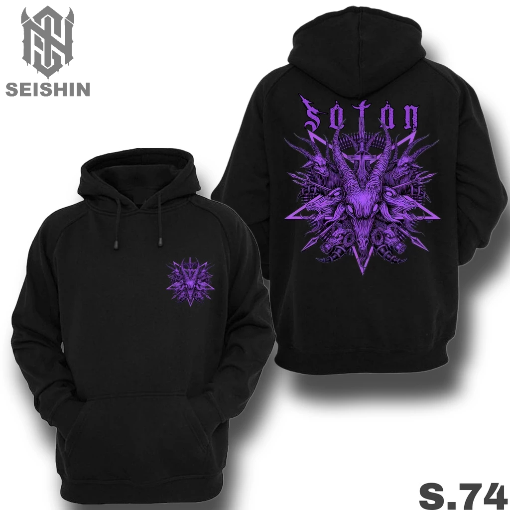 Seishin Hoodie Satan goat logo purople Sweter unisex black