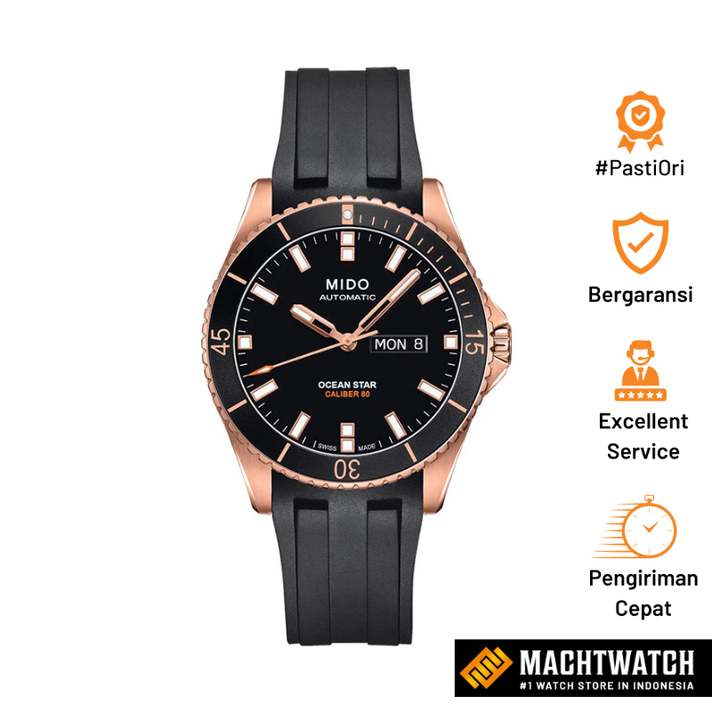 Jam Tangan Pria MIDO Ocean Star M026.430.37.051.00 Caliber 80 Automatic Black Dial Black Rubber Stra