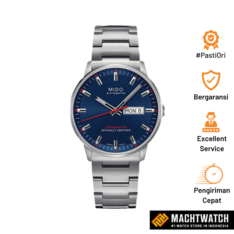 Jam Tangan Pria MIDO Commander M021.431.11.041.00 Chronometer Automatic Blue Dial Stainless Steel St