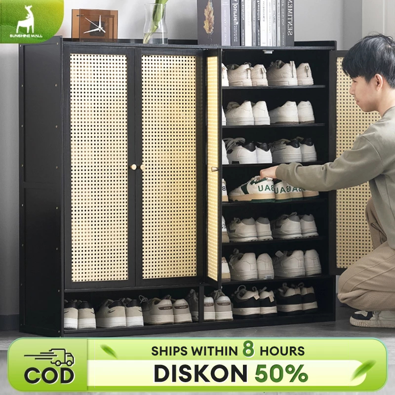 Lemari Sepatu Box Sepatu Lemari Sepatu Kayu Rak Sepatu Susun Tertutup Baru Gaya Minimalis Kotak  COD