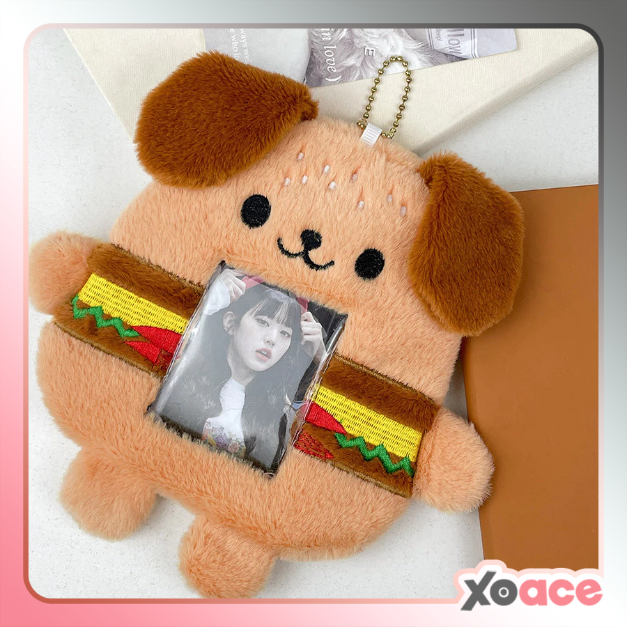 Plush Photocard Case Photo Card Holder Boneka Gantungan Kunci ID Card Keychain Burger Dog KCO4367