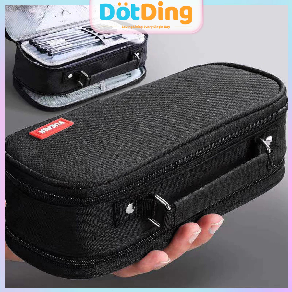 

Ready [DOTDING] Tas Pensil Multifungsi Double Layer Kapasitas Jumbo - Organizer Anti Bocor dengan 6