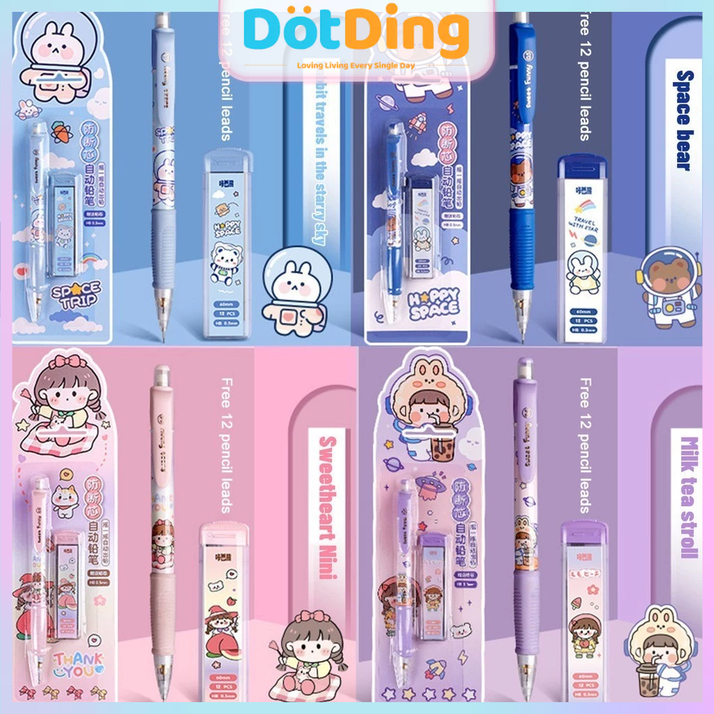 

[DOTDING] Pensil Otomatis Anti-Patah Kartun - Sistem Ejeksi Inti Cepat & Penghapus untuk Anak SD/Kabear Automatic Pencil with Anti-Break Lead Cartoon Pencil and Eraser for Primary School Student Gift Q108
