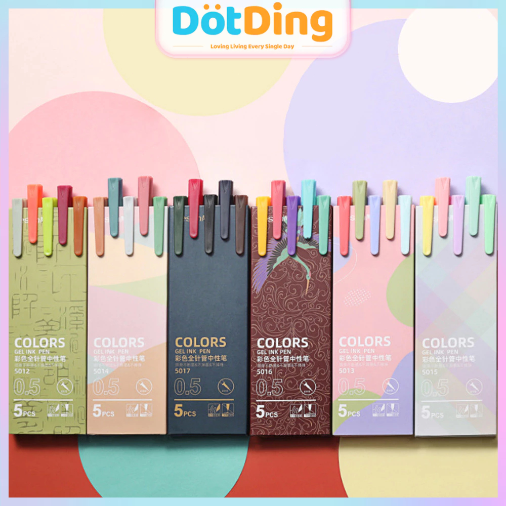 

[DOTDING] 5 Pcs Pulpen Gel Warna Macaron Retro - Tinta 0.5mm Anti Luntur & Desain Vintage untuk Scrapbook Jurnal/5PCS Retro Color Gel Pen Set Kawaii Ballpoint Pen Tip 0.5mm Macaron Morandi School Office Supplies A603