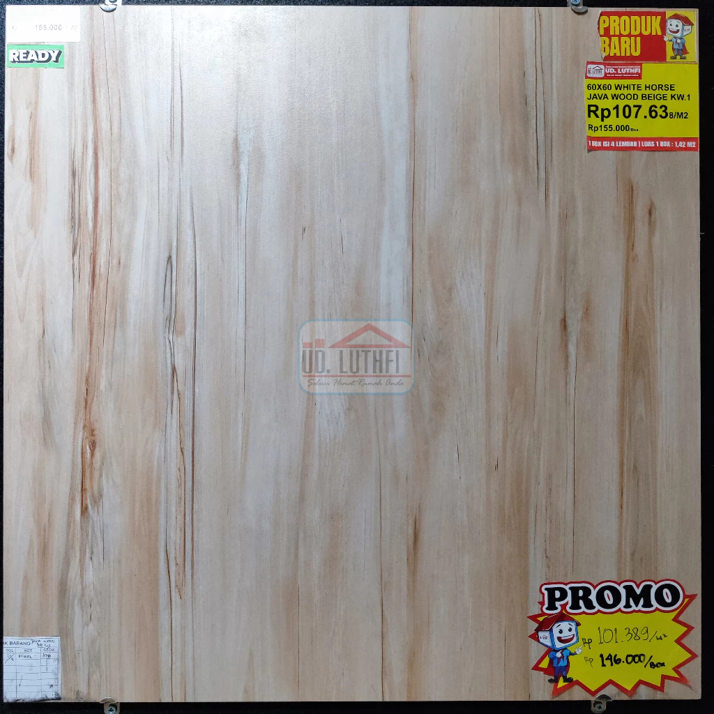 Granit Lantai Dinding Motif Kayu Matt 60x60 White Horse Java Wood Beige - Granit Motif Kayu Jepara