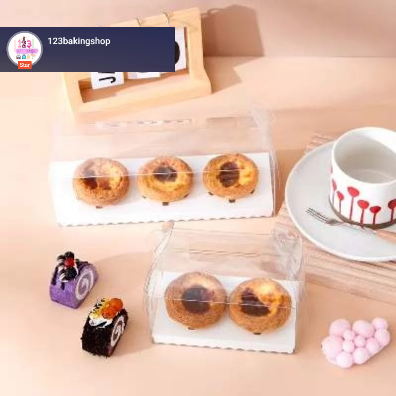 

[Satuan] Box mika transparan alas cupcake 1/2/3- Box cupcake muffin cake bahan PET food grade- Box mika alas cupcake isi 1/2/3 dengan pegangan