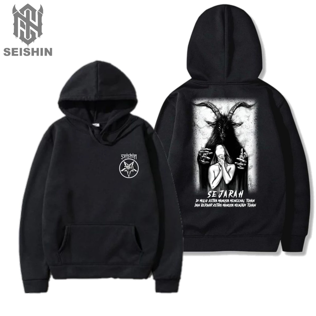 Seishin Hoodie Satanic Sejarah sweter unisex black