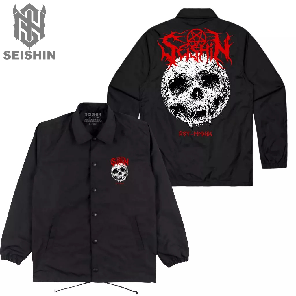 Seishin Jaket Coach Sin satanic moon skull black jacket