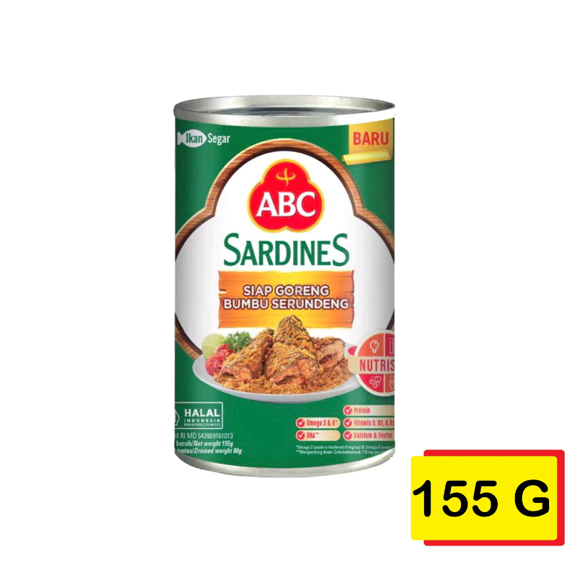 

ABC sarden siap goreng bumbu serundeng kaleng 155 Gram
