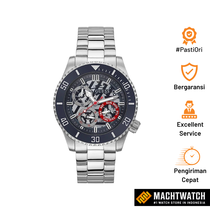 Jam Tangan Pria Guess Axle GW0488G1 Multicolor Dial Stainless Steel Strap