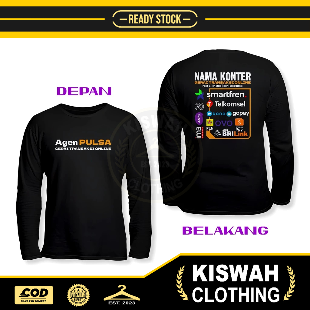 Kaos Tshirt Gerai Transaksi Online Pulsa All Operator Top Up Multy Payment Gratis Nama Konter Kamu D