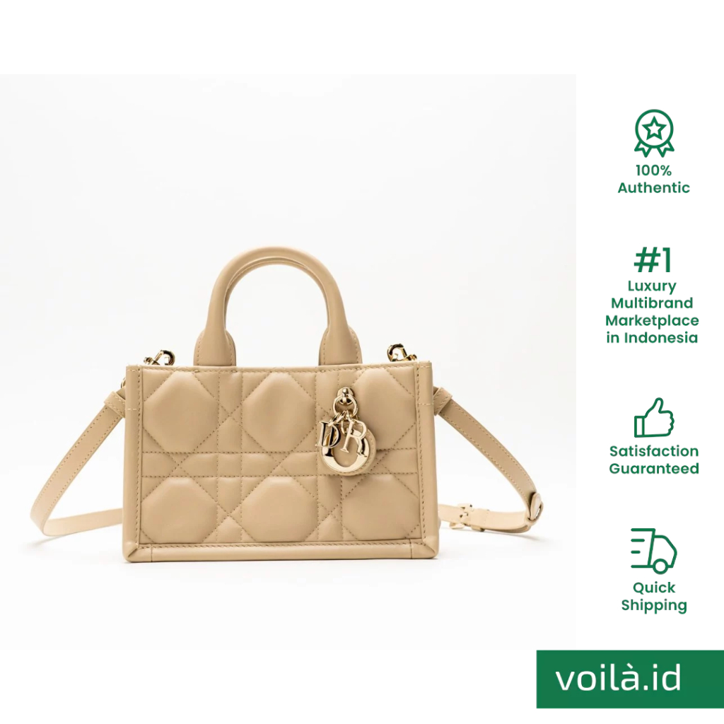 Mini Book Tote Macrocannage Calfskin Powder Beige