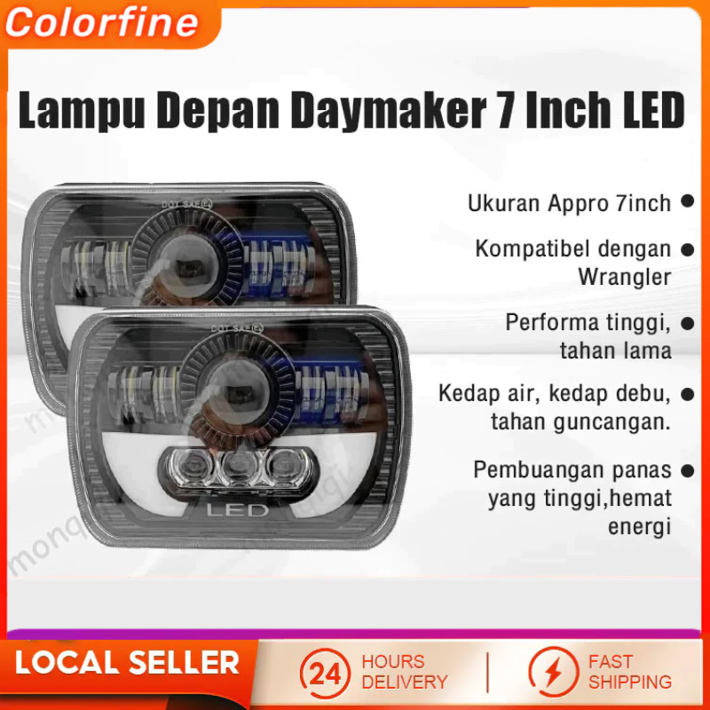 Lampu Depan Daymaker 7 Inch 8 LED Headlamp Daymaker 5x7 inch LED Kotak Jeep Katana Taft Feroza L300 