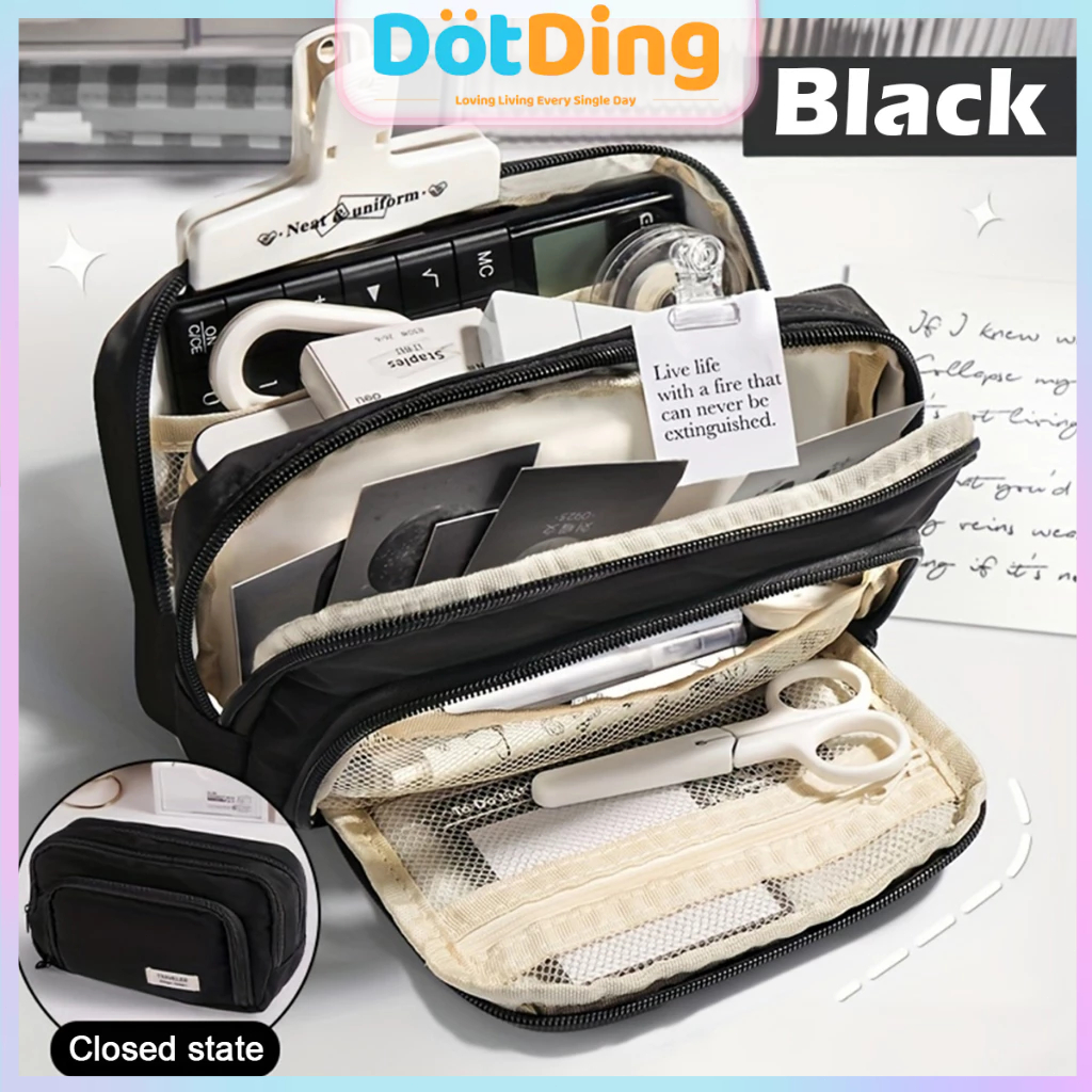 

[DOTDING] ‌Tempat Alat Tulis Siswa Aesthetic - Tas Pensil Besar Material + Resleting Premium Desain warna solid/New Ultra Large Capacity Pencil Case Simple Stationery Box Minimalist Pen Pouch for Students School Stationery Supplies H390