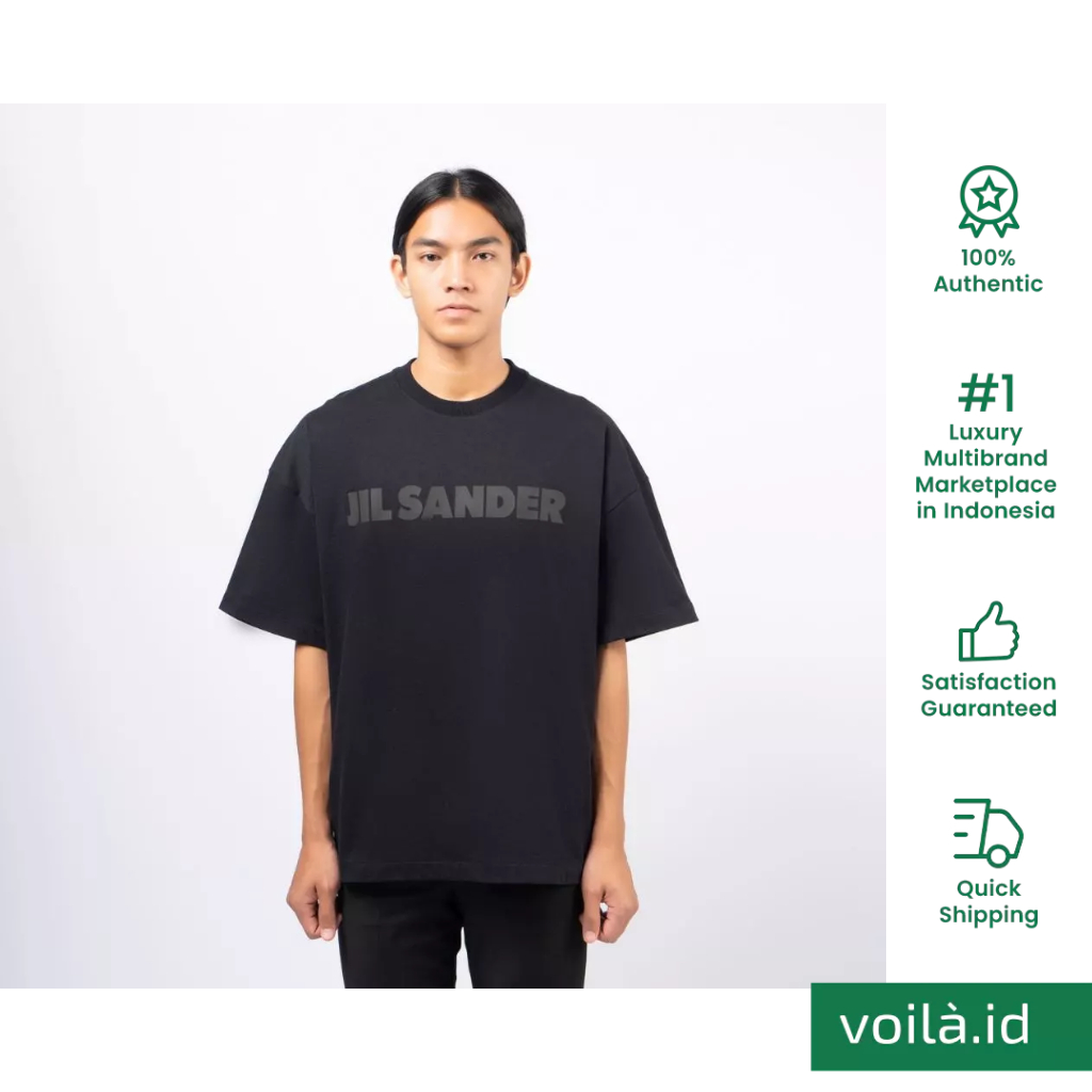 [12.12 Dealcember] Logo Printed Oversized Crew Neck Jersey T-Shirt Black Men