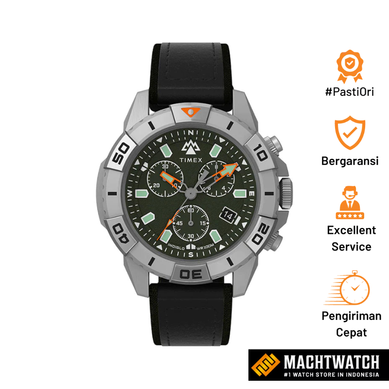 [PAYDAY SALE] Jam Tangan Pria Timex Expedition TW2W16100 Ridge Chronograph Green Dial Black Eco-Frie