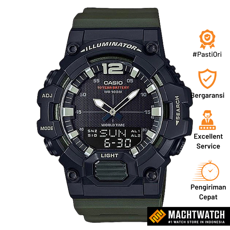 [PRJ 12.12] Jam Tangan Pria Analog Digital Casio Standard HDC-700-3AVDF HDC700 HDC-700-3A Green Resi