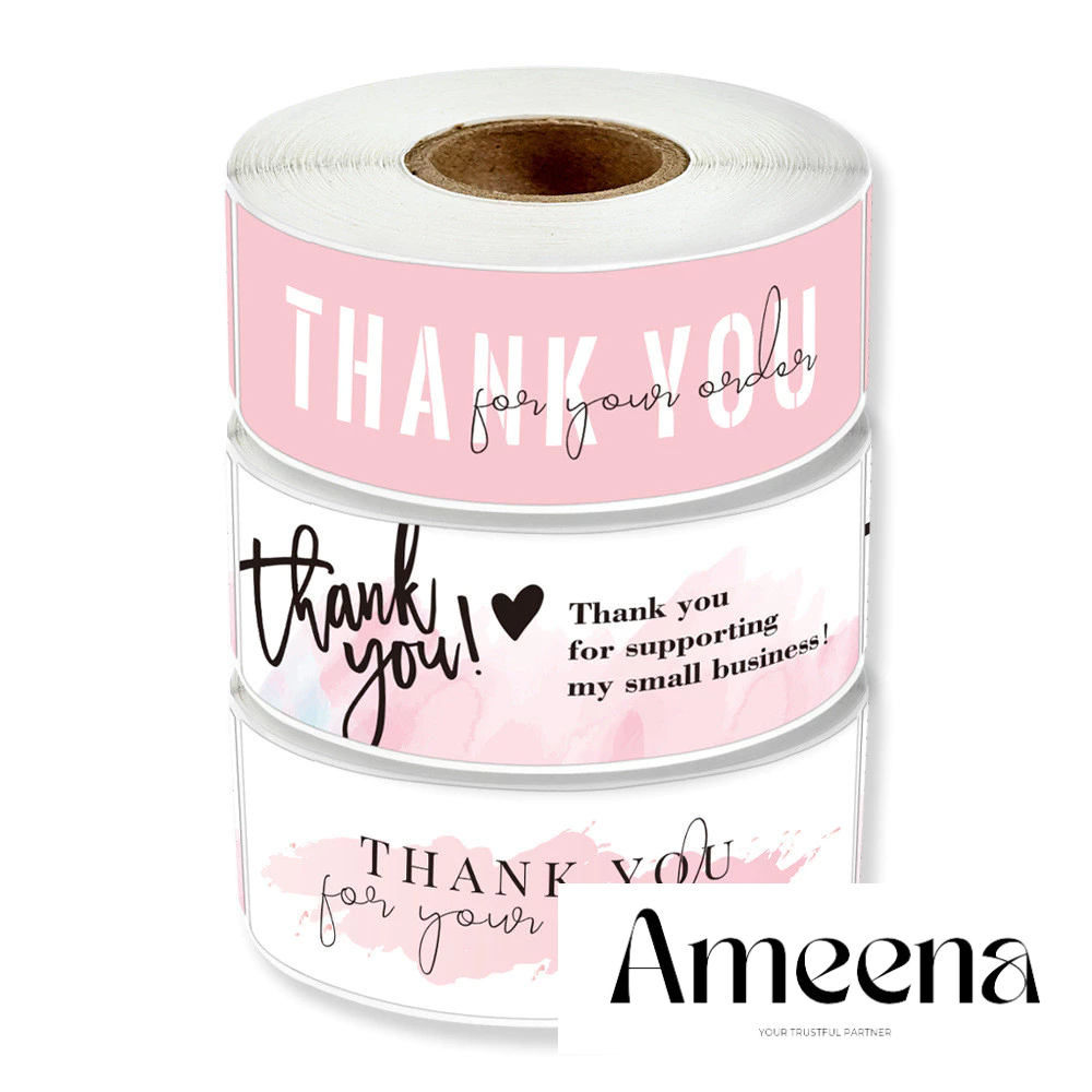 

[1 ROLL - 120 PCS} Sticker Label Thankyou 2,5x7,5 cm/ Label sticker Packaging Jualan Online/ Sticker Thankyou Packaging Kemasan Box