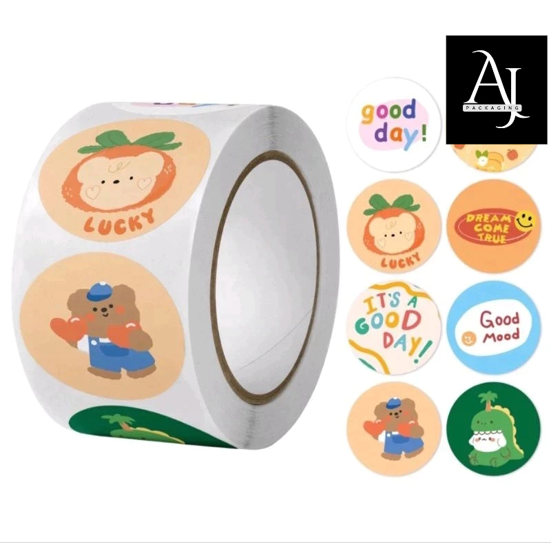 

1 Roll (isi 500 Pcs) Sticker reward anak 2,5cm/ sticker ultah birthday/ label sticker