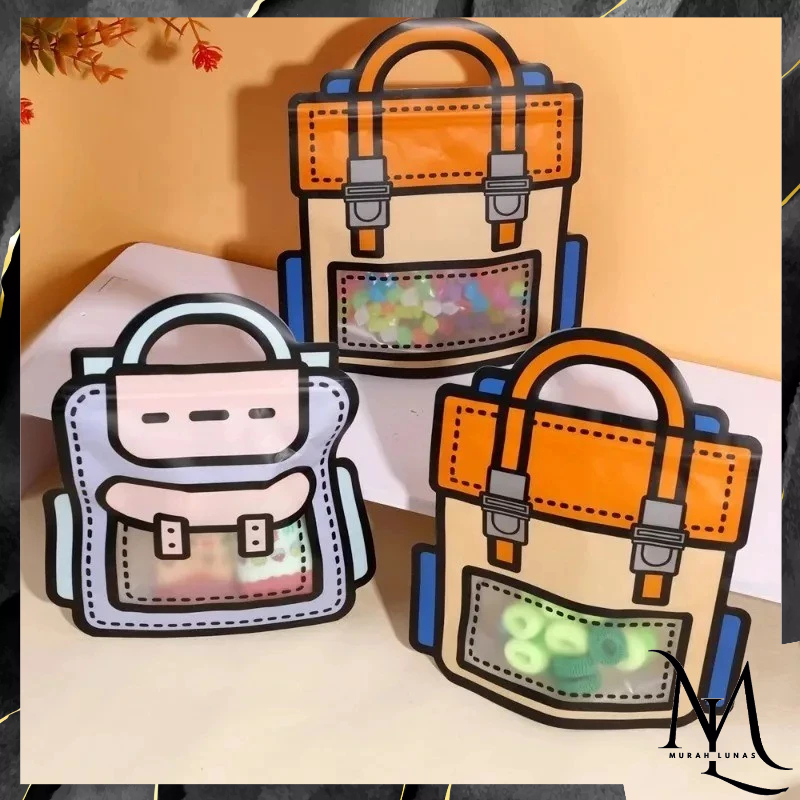 

MUNAS Goodie Bag Plastik Standing Pouch 2D Ulang Tahun Anak Motif Tas Ransel Plastik Bingkisan Makanan Tas Hampers Snack Ulang Tahun Anak Bungkusan Plastik Cookies Lucu Pesta Perayaan