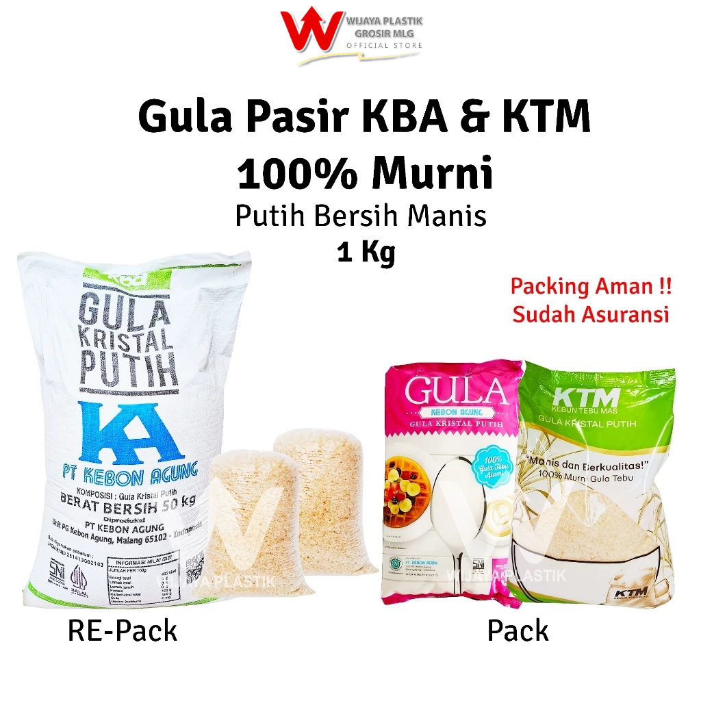 

[Promo] Gula Pasir 100% Asli & Putih Bersih 1000 gr @Pack | REPACK & PACK KBA KTM lokal murni manis kiloan murah ekonomis premium packing aman asuransi 1/4 1/2 1 kg g pack