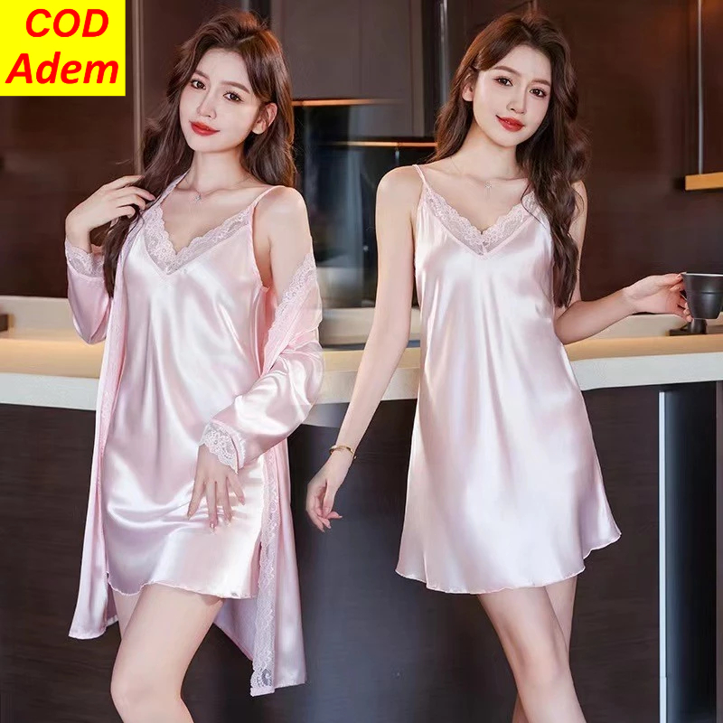 kimono tidur wanita sexy set 2in1/baju tidur kimono lingery wanita sexy