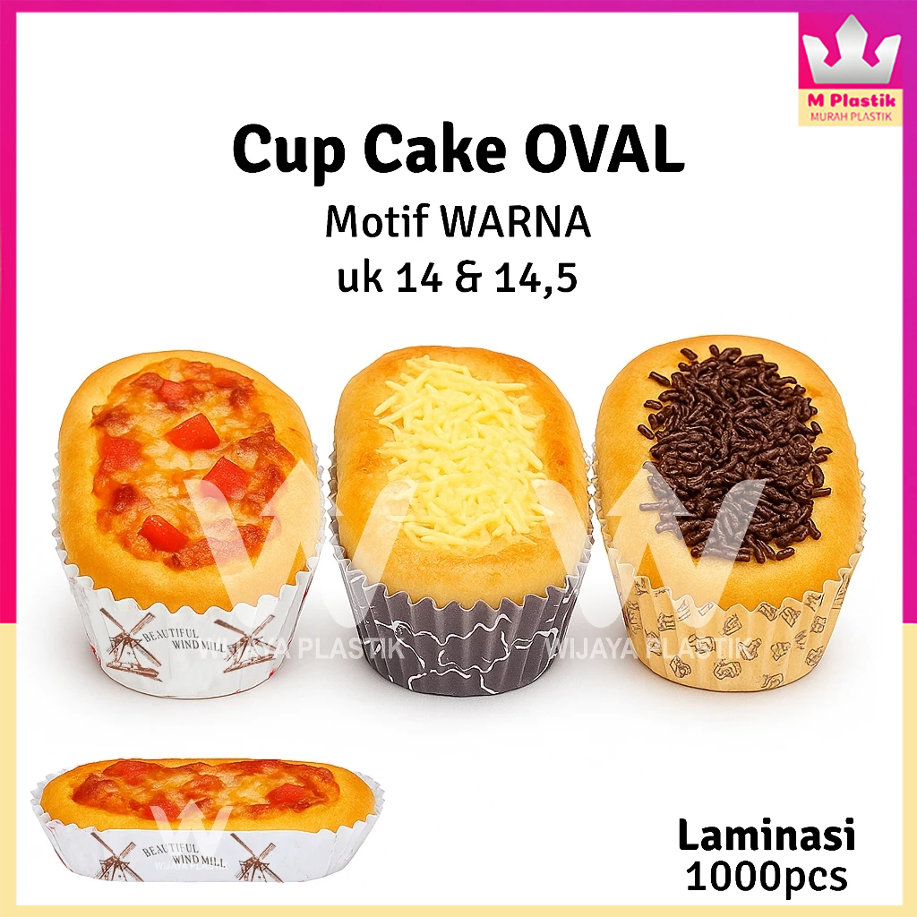 Cup Cake OVAL (14 &14,5) Motif Warna --- 200 pcs @PACK | windmill alas kue roti liner besar 14 14.5 