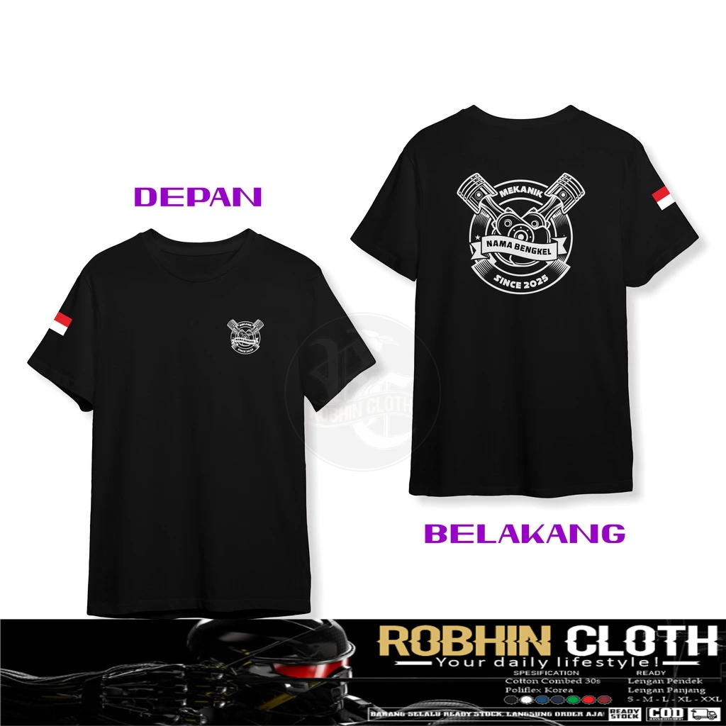 Kaos Baju Bengkel Mekanik Since 2025 Mekanik Bengkel Gratis Nama Bengkel DB Baju Distro